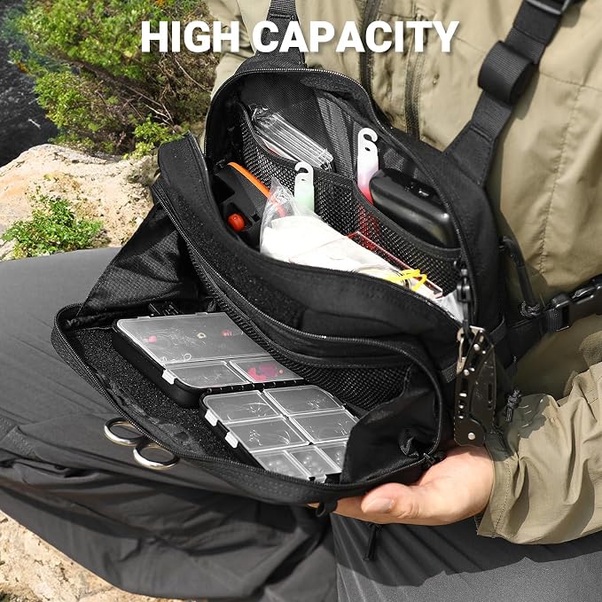 VOTAGOO GEAR Fishing Chest Pack, Fly Fishing Bag for Men and Women, Tackle and Fly Boxes Storage Pack, Hunting Binocular Pack