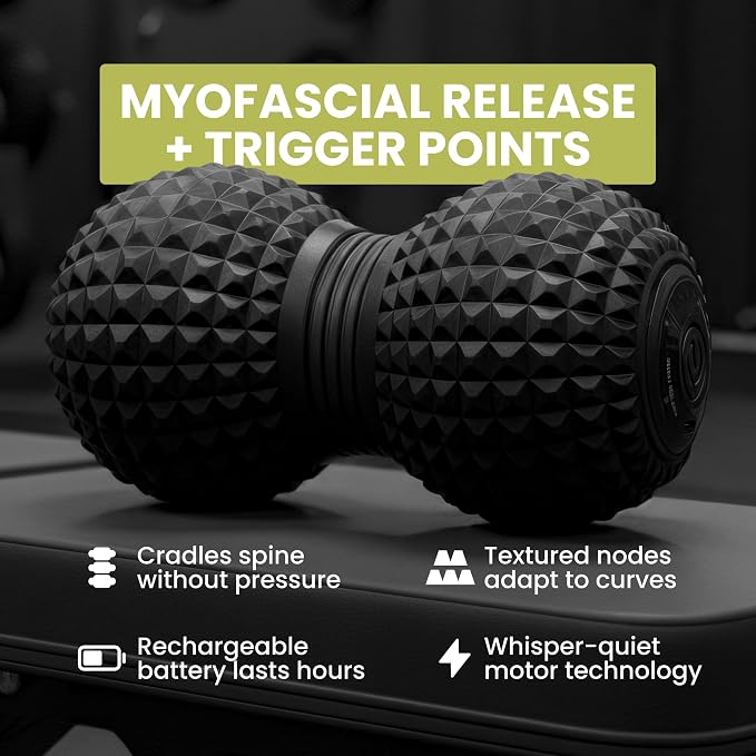 4-Speed Vibrating Peanut Massage Ball for Targeted Muscle Relaxation & Mobility Support | Textured Deep Pressure Roller | Compact & Rechargeable