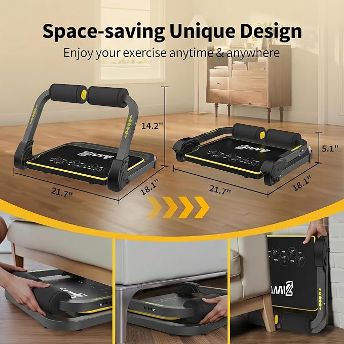 ZIWWVY Foldable Ab Machine for Home Gym Core Workout | Foldable & Space-Saving,330lb Max Load, 4-Level Intensity, Premium Comfort, Home Gym Essential