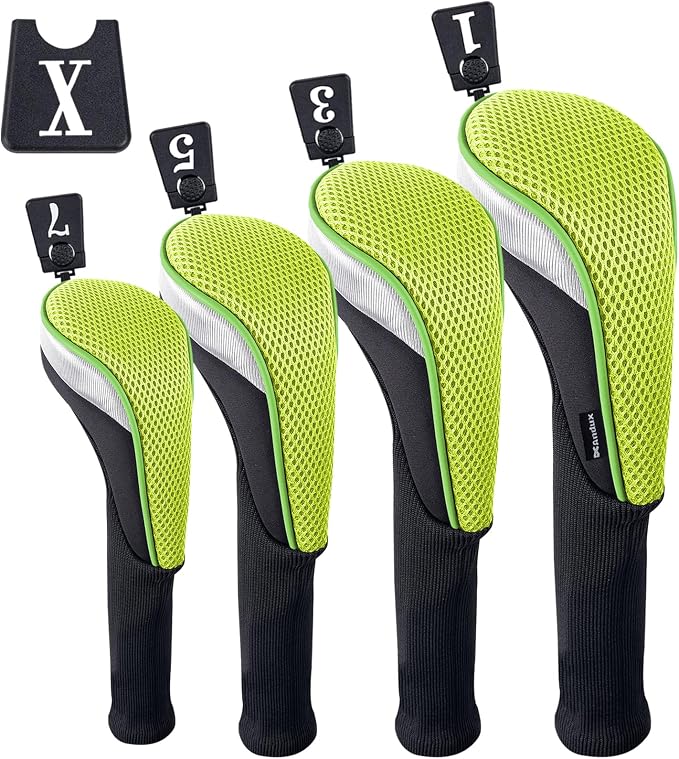 Andux 4pcs/Set Mesh Golf 460cc Driver Fairway Wood Club Head Covers Long Neck with No. Tags