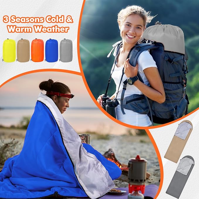 Macarrie 10 Pcs Bulk Sleeping Bags for Adults 0 Degree Waterproof Emergency Sleeping Bags with Compression Sack for Camping Hiking Backpacking Outdoor Activities
