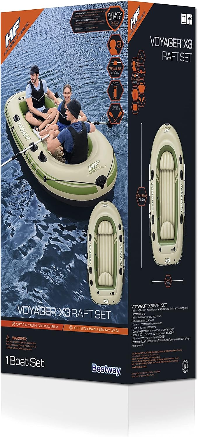 Bestway Hydro-Force Inflatable Raft Set | Inflatable Boat for Kids and Adults | Great for Ponds, Lakes, Rivers