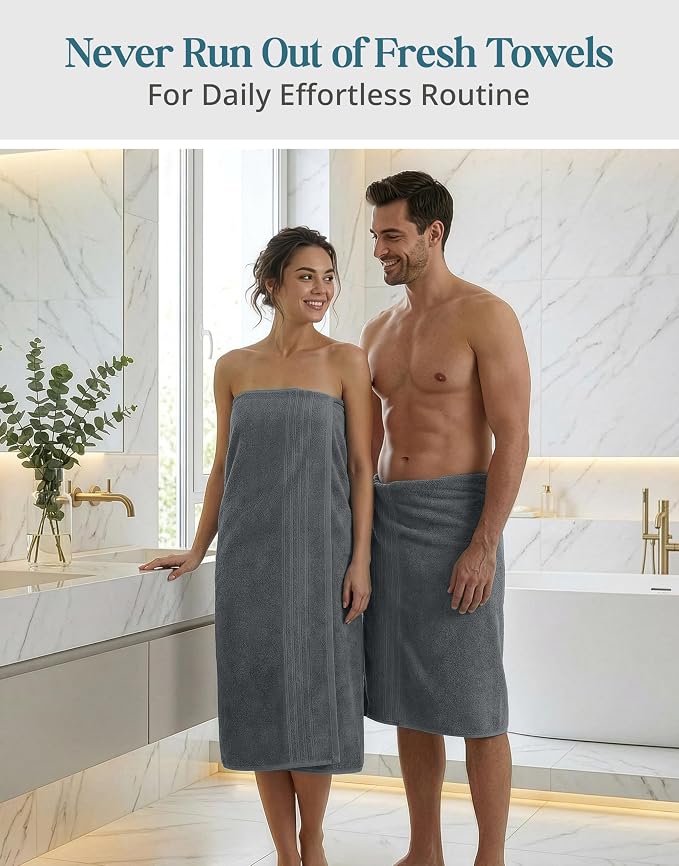 Casa Platino 100% Cotton 2 Pack Bath Sheets (36"x72") - Ring Spun, Extra Large Cotton Bath Towels Set - Quick Dry, Soft & Absorbent Oversized Towel Set - Remains Soft after Multiple Washes - Cool Grey
