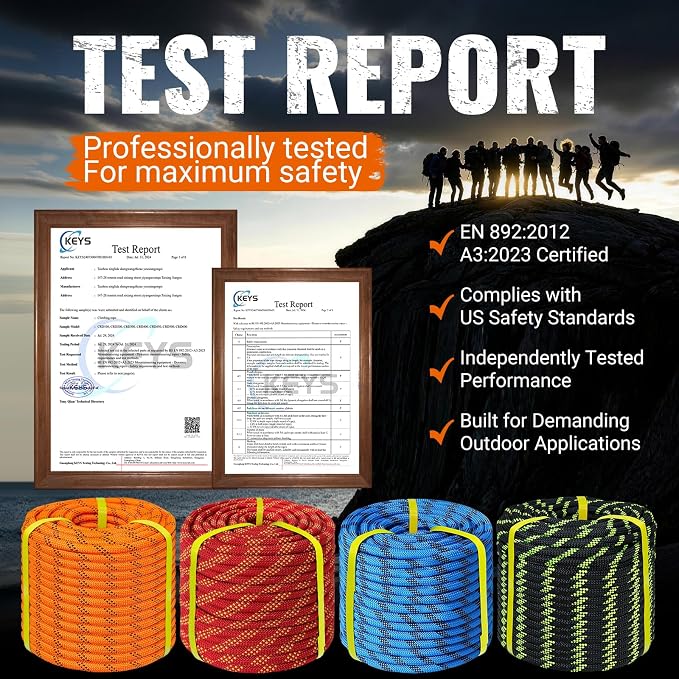 1/2Inch Arborist Rope 150Ft - 9000lbs Heavy Duty Nylon Rope Rappelling Rope, Double Braided Arborist Bull Rope for Tree Work, Hiking, Rigging, Pulling, Swing, Caving, Sailing - Orange