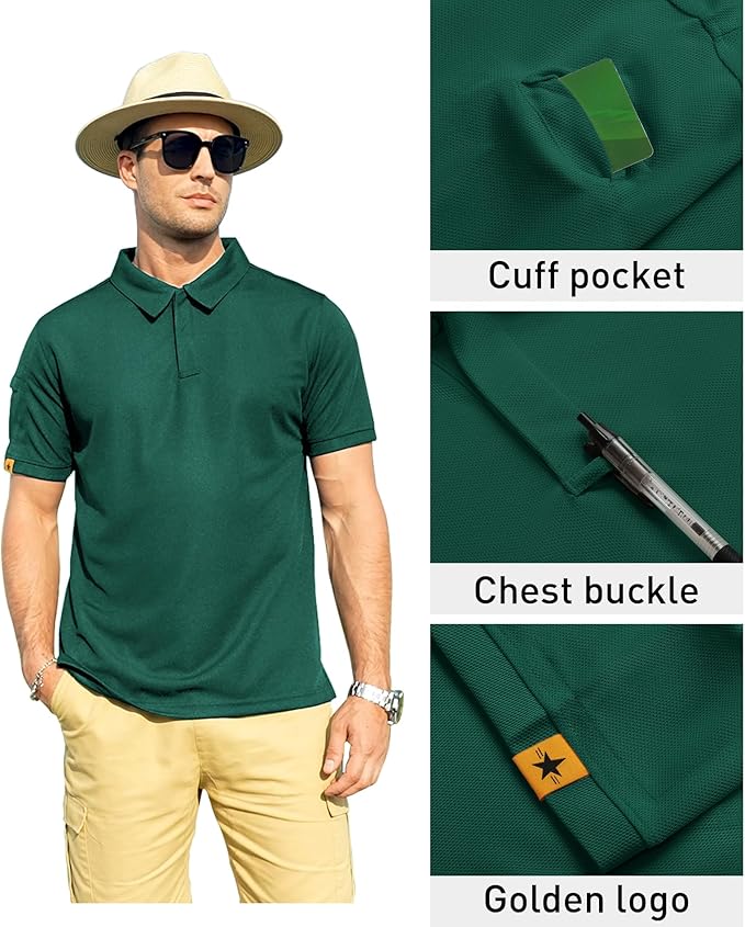 ZITY Mens Polo Shirt Short Sleeve Sports Tactical T-Shirt Athletic Golf Polos Daily Casual Stylish Collared Shirts for Men