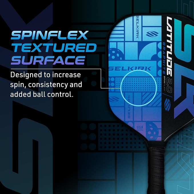 2024 SLK Latitude 2.0 Pickleball Paddle | G4 Graphite Pickleball Paddle Face | Rev-Core+ Technology with SpinFlex Surface | Redesigned for Performance and Control