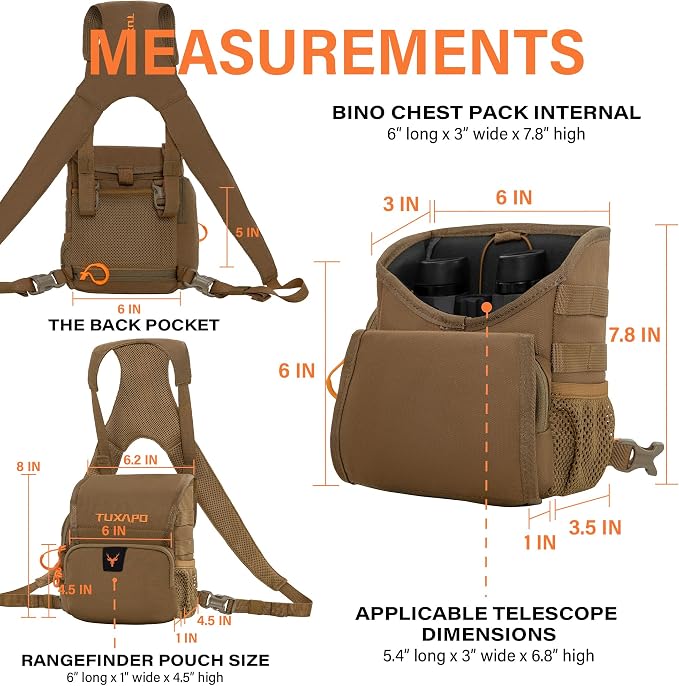 Binocular Harness Chest Pack with Rangefinder Pouch Bino Case for Hunting Hiking Shooting