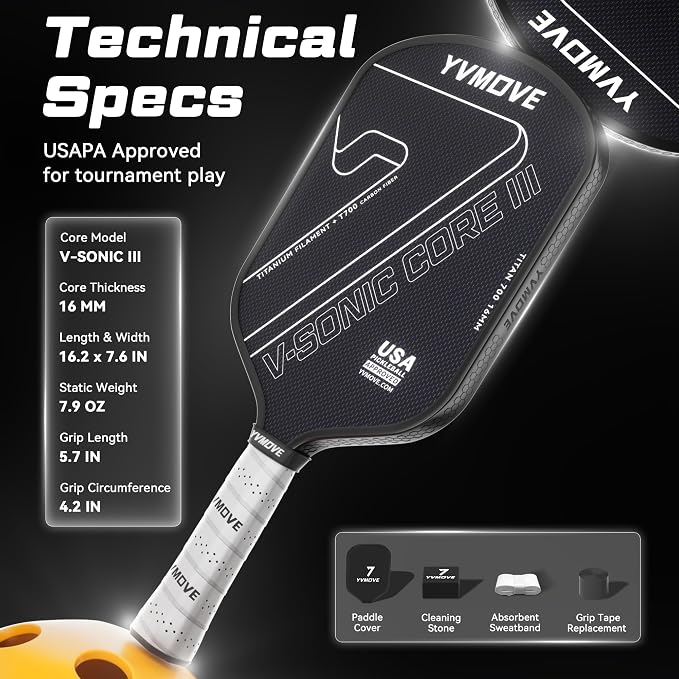 Pickleball Paddles | USAPA Approved | Raw Carbon Fiber Face | Max Control & Effortless Power | 16MM Core Anti-Shock | Intermediates to Pros