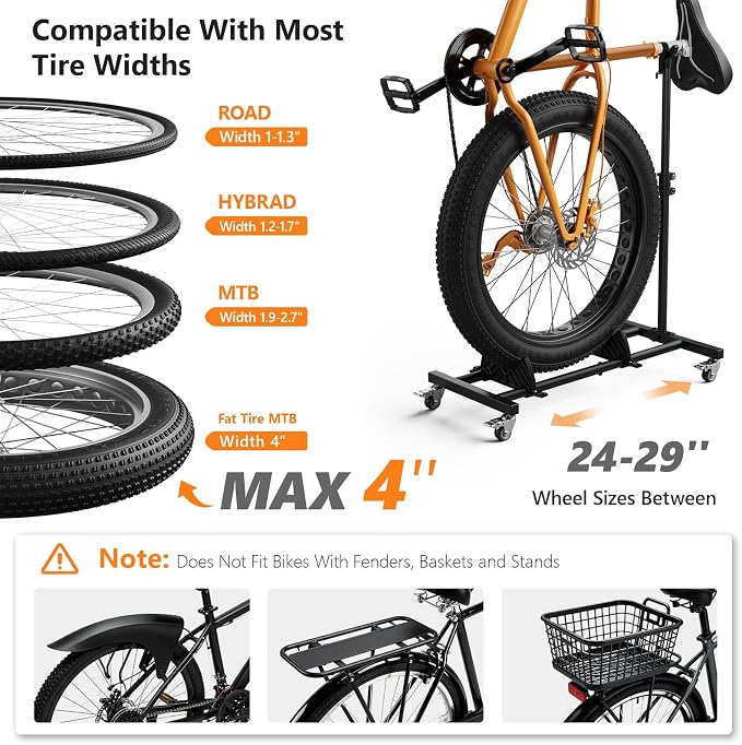 Vertical Bike Stand, (3 Pack) Space Saving Indoor Bicycle Storage Rack with Wheels for Garage & Apartment, Freestanding adjustable Holder Fits Most Road, Mountain & Hybrid Bikes up to 29"