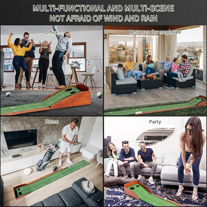 YOUCZON Putting Green Indoor,Golf Putting Mat with Auto Ball Return,Premium Crystal Velvet Surface, Practice Putting mat, Perfect Training Aid & Gift for Golf Lovers Christmas