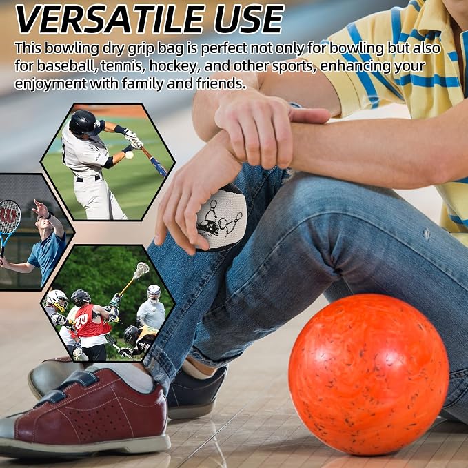 TonGass Microfiber Ultra Dry Bowling Grip Ball, Microfiber Bowling Grip Bags, Bowlings Powder Bag for Hands Use - Black & Grey