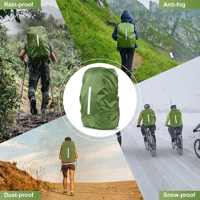 LAMA Waterproof Backpack Rain Cover, Reflective Rucksack Rain Cover for Anti-Dust/Anti-Theft/Bicycling/Hiking/Camping/Traveling/Outdoor Activities,S Size (for 18L-25L Backpack), 1 Pcs Army Green