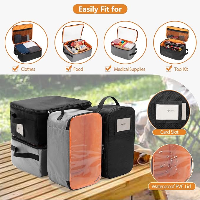 GRAOSO Camping Organizers and Storage, 4 Pcs Camping Packing Cubes with Carrying Bag for Easy Storage and Transport, 5-in-one Tactical Bag with Hard Bottom, Patented Design