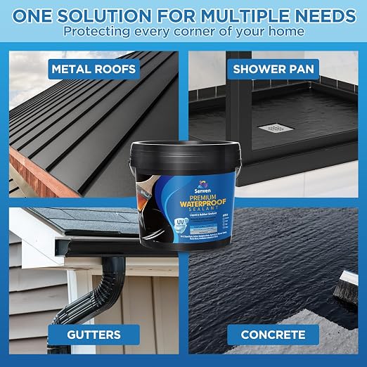 Waterproof Sealant Black Waterproof Coating 35oz Leak Repair Coating for Flat, Metal, Roofs, Foundations, Gutters, Indoor & Outdoor Walls, Bathroom, Kitchen, Garden Leak Liquid Sealant