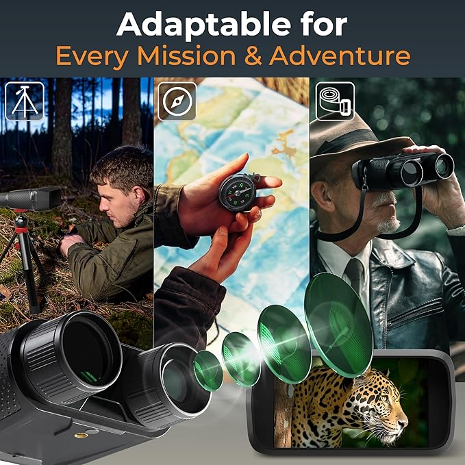 4K Night Vision Goggles for Adults, Infrared Binoculars with 36MP Camera & 4.5" Screen 8X Digital Zoom 4500mAh Rechargeable Battery 32GB TF Card Tripod Compass 1300ft Range Ideal for Hunting & Camping