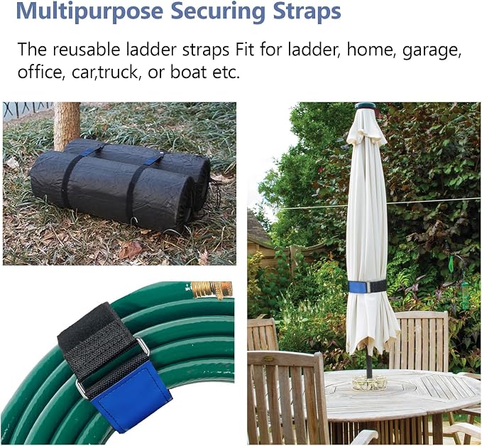 Ladder Rack Tie Down Straps Reusable Straps Adjustable with Nylon Hook and Loop for Ladder RV Truck or Boat 33''x 2’' Pack 8