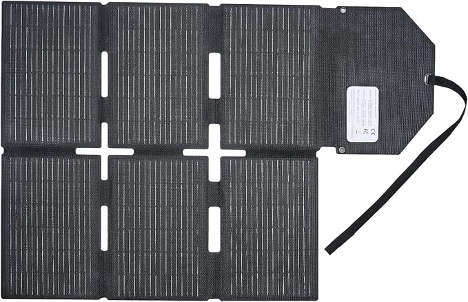 VEVOR 60W Foldable Solar Panel Charger, 16BB N-Type Monocrystalline Solar Panel 24% Efficiency, Lightweight Portable with MC4 Output, Type-C, USB-A & DC Ports for Power Stations Camping Hiking