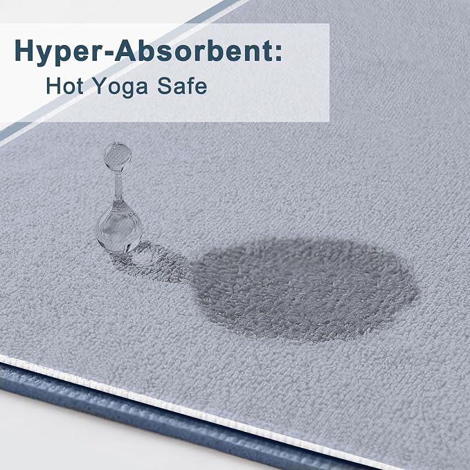 2 Pack Yoga Mat Towels with Bonus Grip Socks, Lavender Gray *2 | Elegant Embroidered, 1-Second Sweat Absorption & Non-Slip | Machine Washable Microfiber | Hot Yoga, Pilates | 73''*27.6''