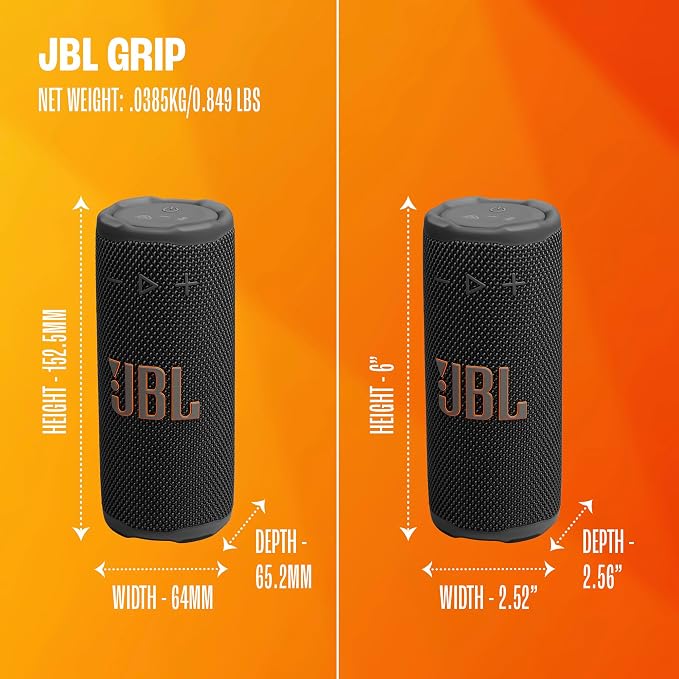 JBL Grip - Compact Bluetooth Speaker with Bold JBL Pro Sound and Ambient Light, up to 14 Hours of Playtime, Water, Dust and Drop-Proof (IP68), & Multi-Speaker Connection with Auracast™ (Purple)