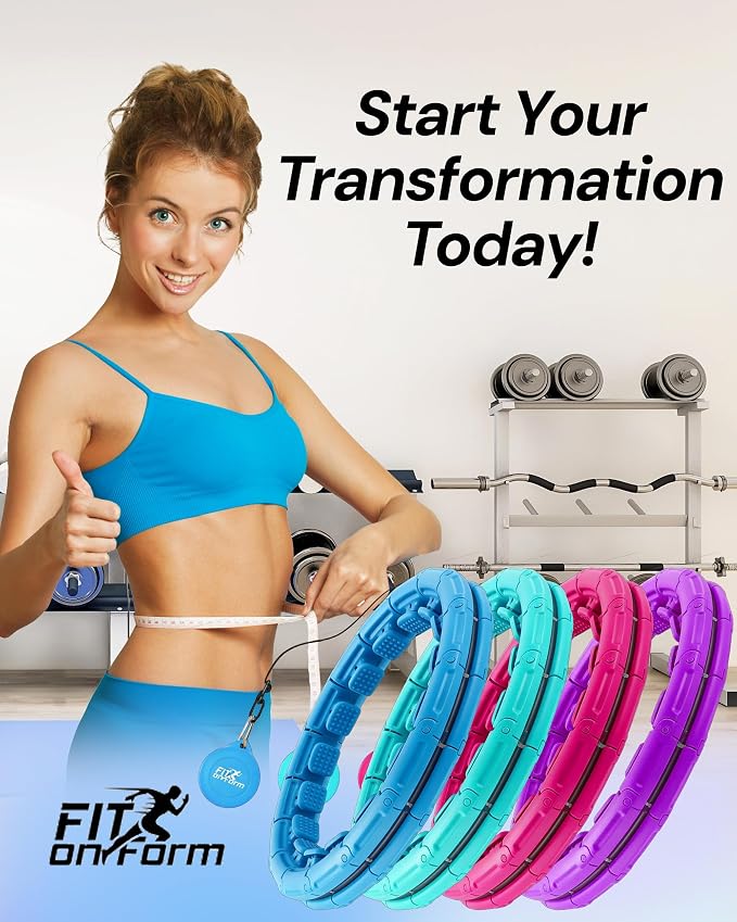 FIT ON FORM Infinity Weighted Hula Hoop for Adults Weight Loss, Smart Exercise Hola Circle Hoop for Women Abs Workout