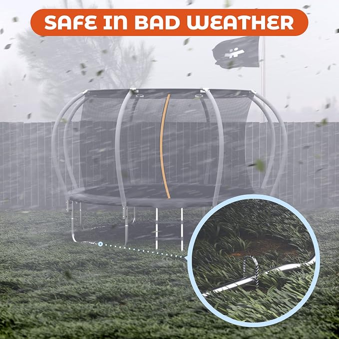 Happin® 12 Inch Trampoline Anchors, Trampoline Stakes, Ground Stakes Heavy Duty, Ground Anchors Screw in, Trampolines Accessories, Tent Anchors, Yard Spikes, Galvanized Steel (4 Pack, Silver)
