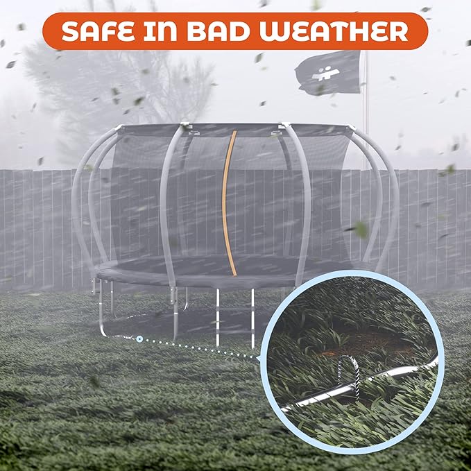 Happin® 12 Inch Trampoline Anchors, Trampoline Stakes, Ground Stakes Heavy Duty, Ground Anchors Screw in, Trampolines Accessories, Tent Anchors, Yard Spikes, Galvanized Steel (8 Pack, Silver)