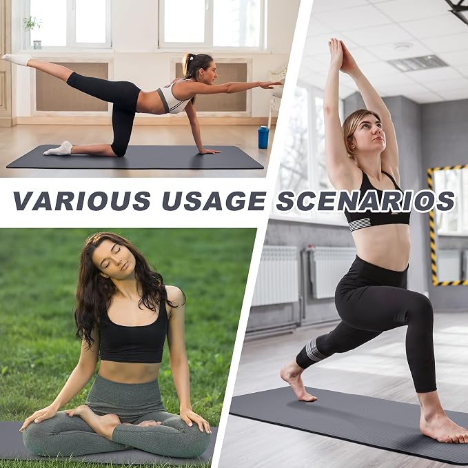 Signature Fitness Extra Thick High-Density Foam Yoga Mat – Multiple Thicknesses (1/2" & 1") / Multiple Colors – Double-Sided Non-Slip Surface – with Carrying Strap for Pilates, Yoga & Home Workouts