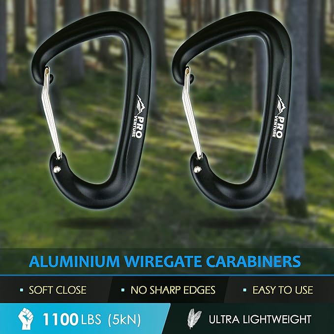 Hammock Straps and Carabiners Set | 22 Feet Total, 44+2 Loops | 1200lbs Breaking Strength (500lbs Rated) | Non-Stretch, Lightweight, Portable - Quick Setup | Heavy Duty, Tree Friendly