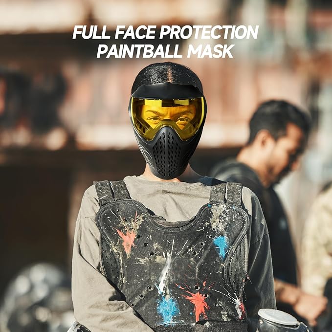 Xaegistac Paintball Mask-Intergrated Sun Visor Airsoft Mask, Wide Field of View, Anti Fog, Adjustable Headband for Paintball, Airsoft