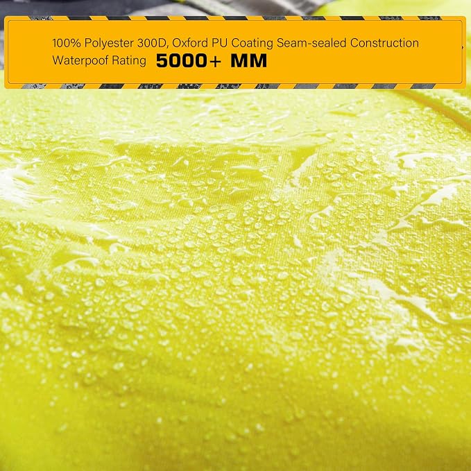 PAFESTER High Visibility Reflective Safety Jackets for men 300D Oxford 100% Waterproof Thermal Rain Coats for Cold Weather