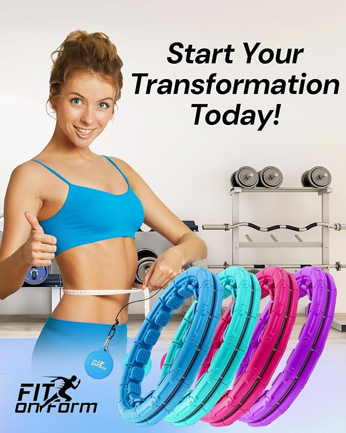 FIT ON FORM Infinity Weighted Hula Hoop for Adults Weight Loss, Smart Exercise Hola Circle Hoop for Women Abs Workout