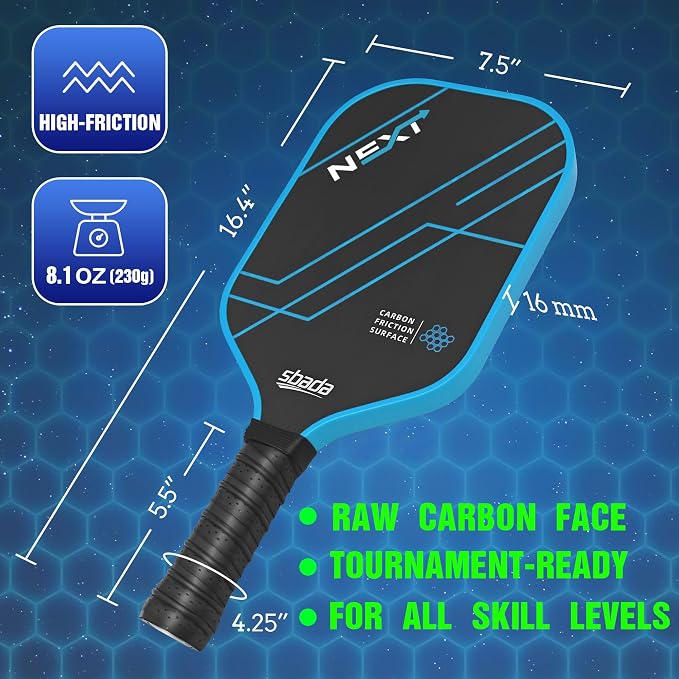 Pickleball Paddles Set of 2 - Graphite Carbon Fiber Pickleball Set with 16mm, Lightweight T700 Pickle Ball Rackets 2 Pack with 4 Outdoor Balls and 1 Bag