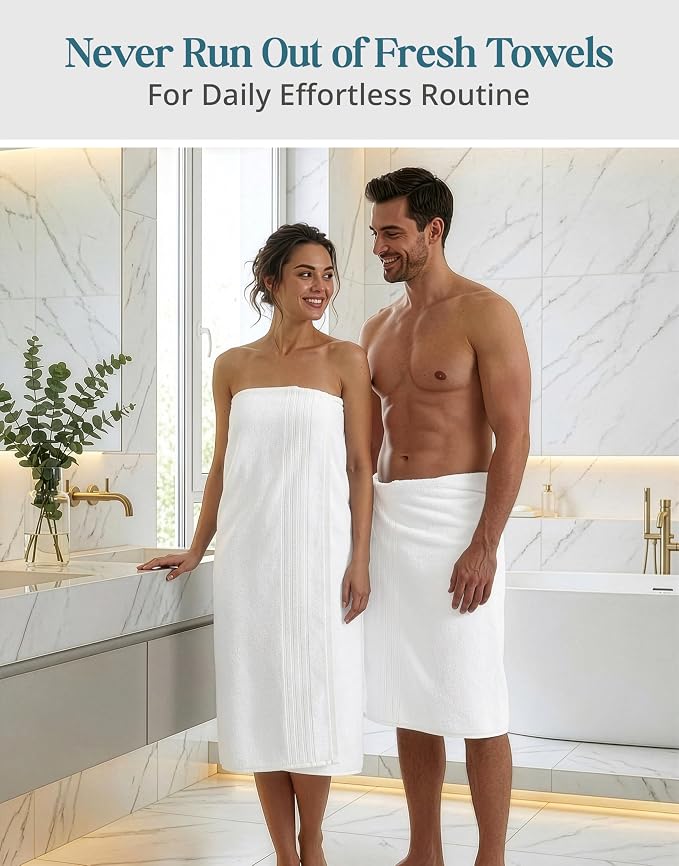 Casa Platino 100% Cotton 2 Pack Bath Sheets (36"x72") - Ring Spun Cotton - Extra Large Bath Towels Set - Quick Drying, Soft & Absorbent Oversized Bathroom Towel Sets - Hotel Quality - White Towels