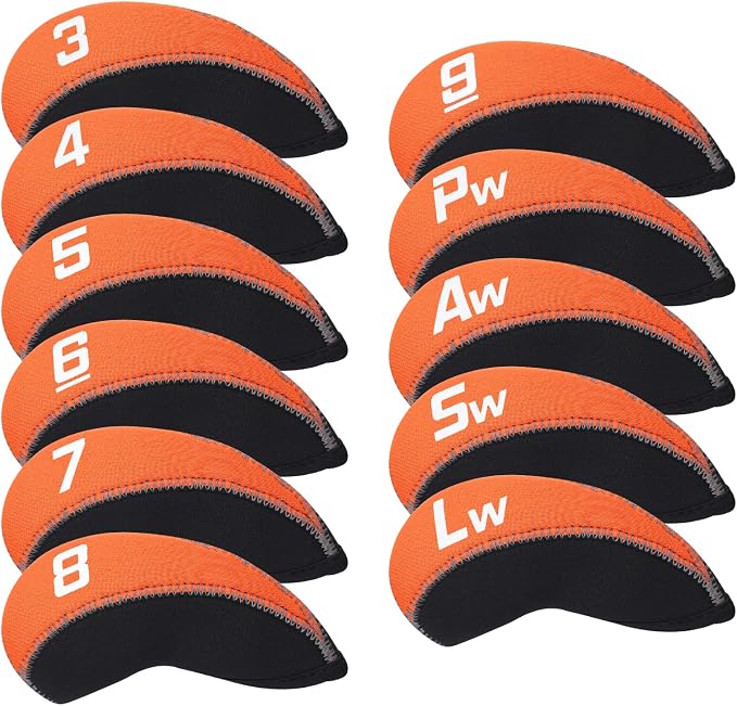 Craftsman Golf Orange Headcover 11pcs/Set Neoprene Iron Headcover+ Red Blade Putter Head Cover