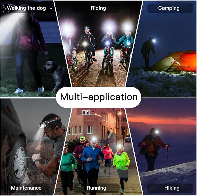 KunHe 10 Pack led Rechargeable Headlamp Flashlight Headlight Motion Sensor 10 Mode for Outdoor Camping Gear Hiking Fishing Running Cycling Headlight Emergency Lights for Home