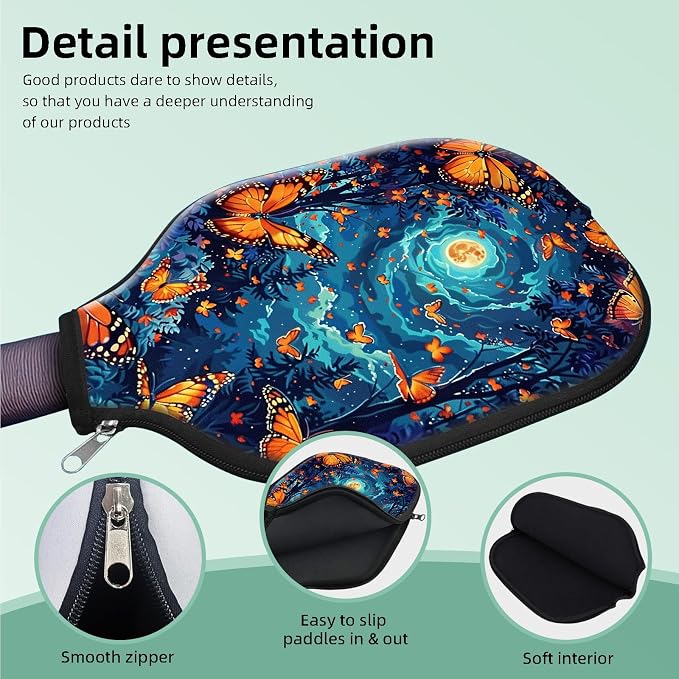 Pickleball Paddle Cover- Premium Water-Resistant Racket Sleeves with Reinforced Zippers, Universal Fit for USAPA Standard Paddles, Extra Padding Protection 6
