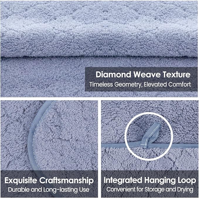 JML Microfiber Bath Towels, Ultra Soft, Super Absorbent, Fast Drying, No Fading, Large Body Towel Set for Shower, Gym, Sauna, Sport, Travel, Fitness, SPA,Yoga (Coral Fleece Blue, 30 in x 60 in)