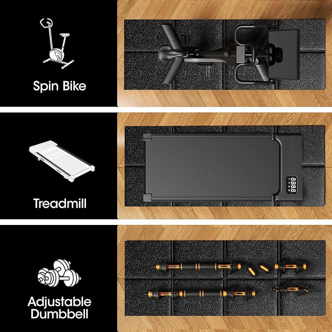 Stepwaver Walking Pad Mat for Carpet, Treadmill Mat for Hardwood Floors, High Density, 0.25" Thickness, Folable, Floor Protection for Bike, Elliptical, Treadmill