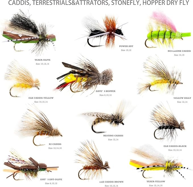 Outdoor Planet 24/48/66/72 Premium Hand Tied Fly Fishing Flies Assortment | Fly Boxes Included | Dry, Wet, Nymphs, Streamers, Wooly Buggers, Terrestrials | Trout, Bass Lure Set, Kit, Gift