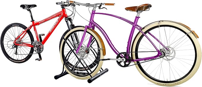 Bike Rack – Dual Bicycle Stand for Mountain, Road, or Kid’s Bikes – Indoor or Outdoor Steel Bicycle Storage – Tire Rack for Truck by RAD Cycle