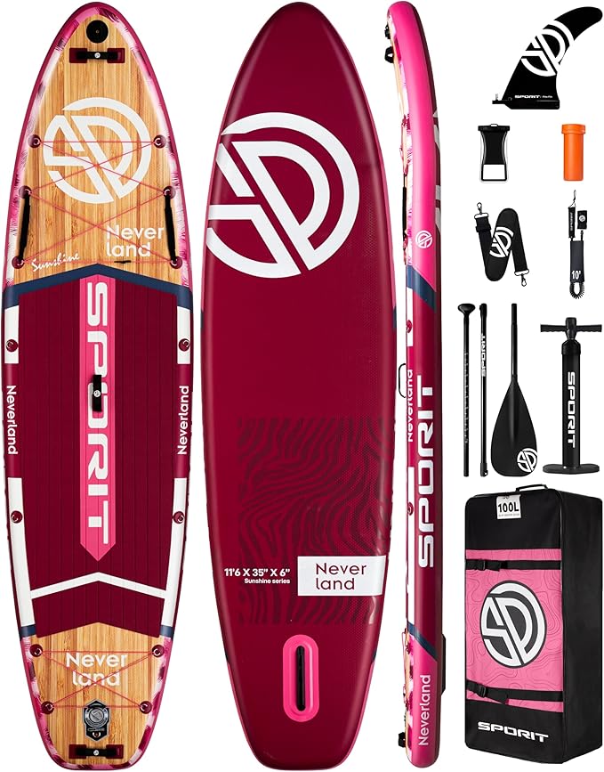 11'6×35" Super Wide Inflatable Stand Up Paddle Board, Ultra Stable SUP Board for Adults, 450lb Capacity with Shoulder Strap, 100L Backpack, Removable US Fin, Floating Paddle, Safety Leash