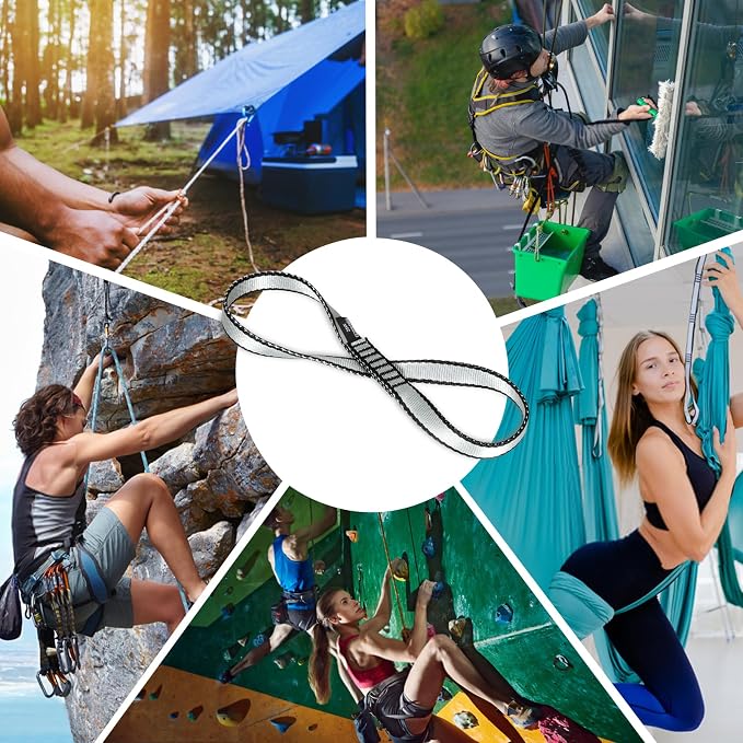 18MM Nylon Climbing Sling Runner - 23KN CE2008/EN566 Certified Outdoor Climbing Webbing for Rock Climbing, Rappelling, Mountaineering, Swing Gear, Outdoor Adventures & Emergency Anchoring