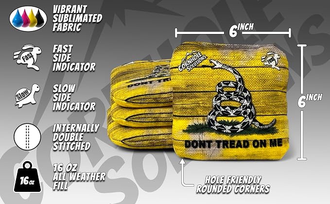 Cornhole Solutions - Professional Cornhole Bags Set of 8 – Regulation 6"x6" – USA Flag Designs – Resin Filled + Tote Bag