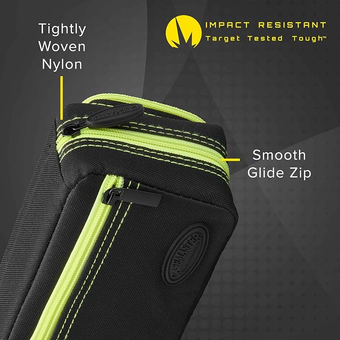 Casemaster Plazma Pro, 6 Dart Case for Soft and Steel Tip Darts, Features Large Front Mobile Device Pocket, Built-In Storage Tubes and Pockets for Flights, Tips, Shafts, and Personal Items