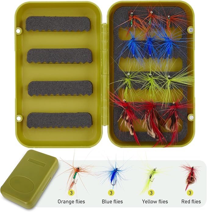 Gonex Fly Fishing Rod and Reel Combo Starter Kit, 4-Piece 24T Carbon Fiber | 8FT 5WT / 9FT 5WT, Spare Tip Section, Aluminum Reel, Fishing Line & Leader, 12 Fly Flies, Scissors, Portable Case Included