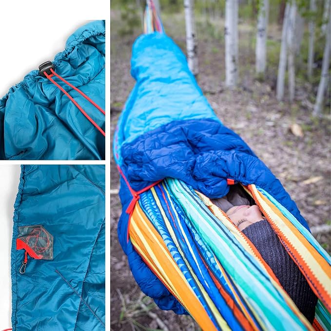 GRAND TRUNK 360° ThermaQuilt 3-in-1 Hammock Underquilt | Converts to Sleeping Bag or Blanket | 40°F Rated, Lightweight Insulated Camping Quilt | Blue/Navy