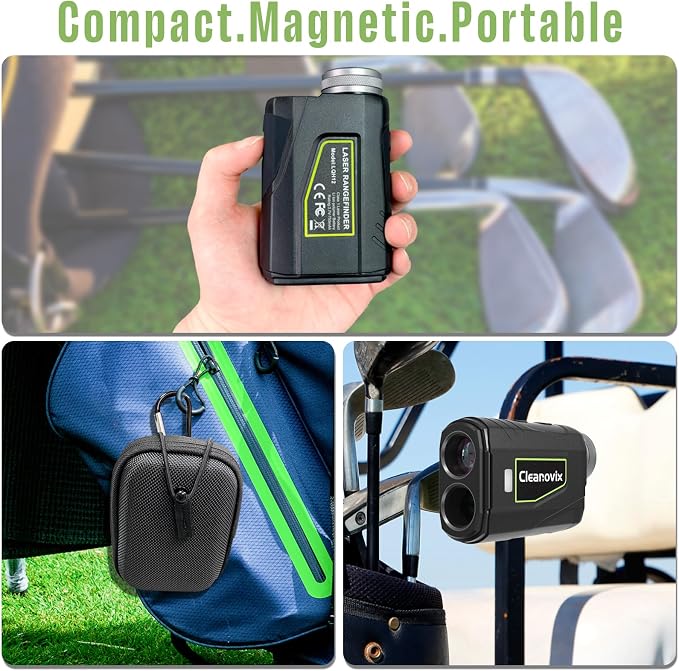 Golf Rangefinder & Hunting Range Finder with Slope Switch, 1300 Yards, 6X Magnification, Rechargeable Battery, Magnet Stripe, Flag Pole Locking Vibration, Golfing Accessories for Men
