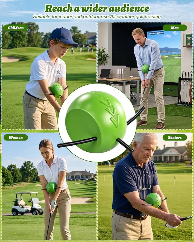 Golf Grip Trainer, Golf Training Aid Ball, Golf Swing Trainer for Arm Swing | Connected-arm feedback,compact path control,muscle memory reinforcement,separation reminder,portable warm-up design