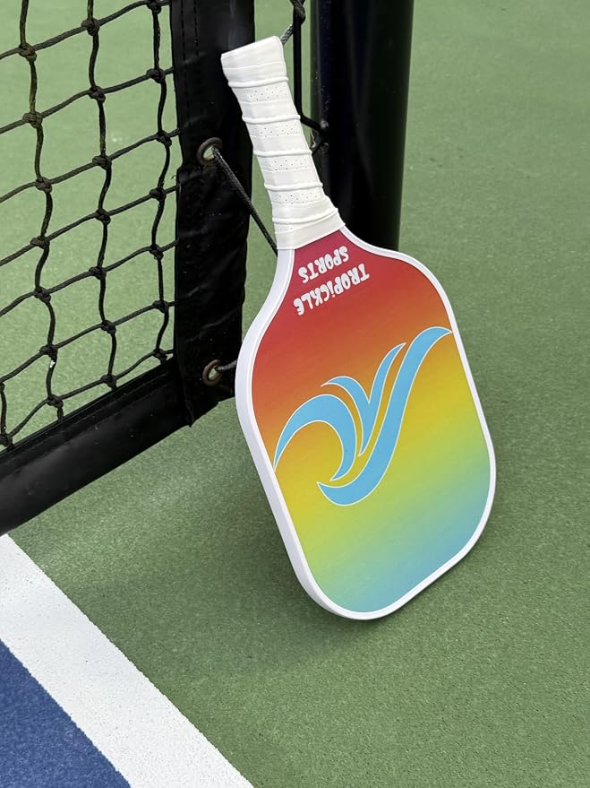 Tropical Pickleball Paddle Set - High Performance Lightweight and Durable Paddle Set of 2 with Carrying Case - 4 Pickleballs - Carbon Fiber Surface with Polypropylene Honeycomb Core