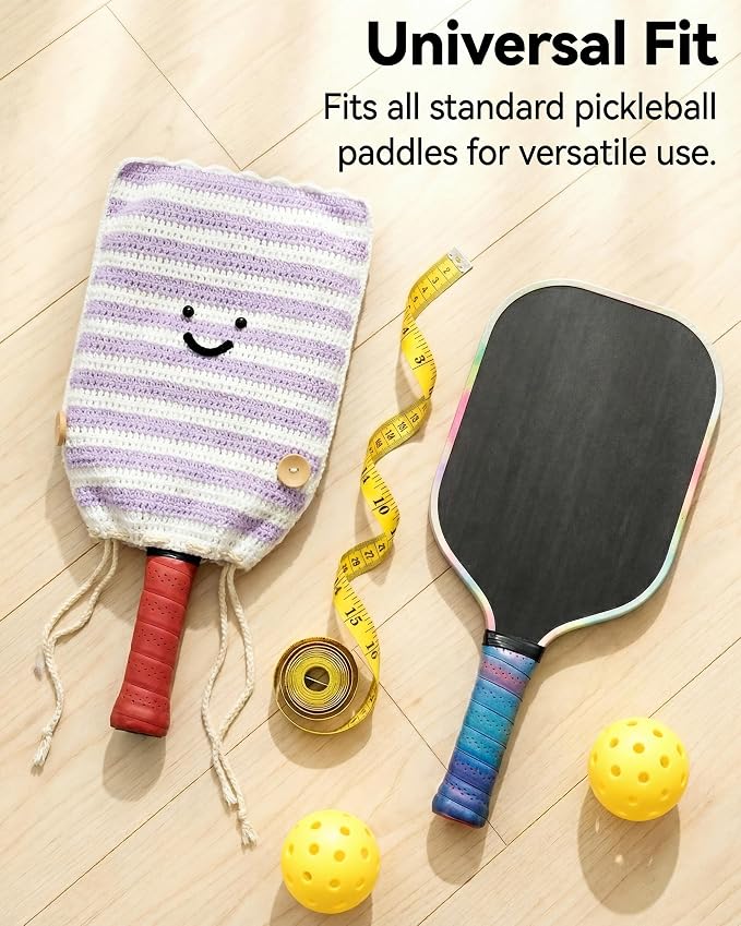 Crochet Pickleball Paddle Cover Gift - Handmade Case for Women&Men - Cute Accessories with Prensent Bag - Ready to Wrap for Players, Friends & Family, Thoughtful Holiday Crochet Set